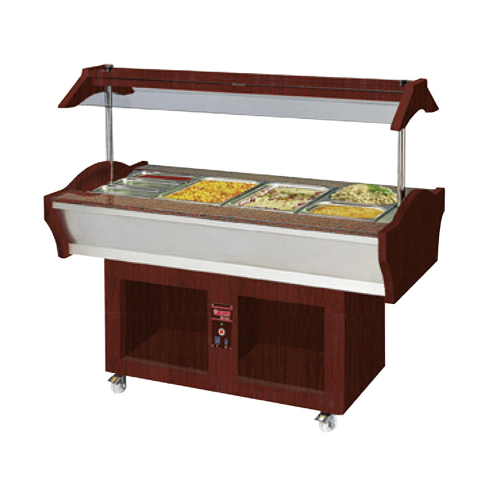 Buffet chaud central sur roulettes - Coloris bois teinte acajou - Gafic SB-H-GN155